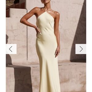 Elegant Cream Halter Maxi Dress